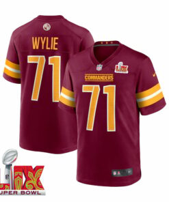 Andrew Wylie #71 Washington Commanders Super Bowl LIX Jersey - Men's - Burgundy JS4913 nicesnker