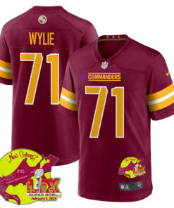 Andrew Wylie 71 Washington Commanders Super Bowl LIX New Orleans Patch Game Men Jersey - Burgundy JS2550 nicesnker