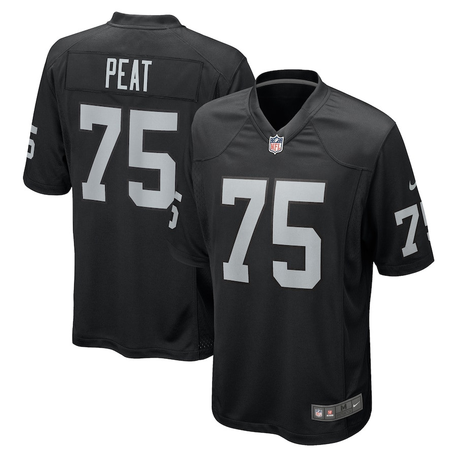 Andrus Peat 75 Las Vegas Raiders Team Game Men Jersey - Black JS8891 nicesnker