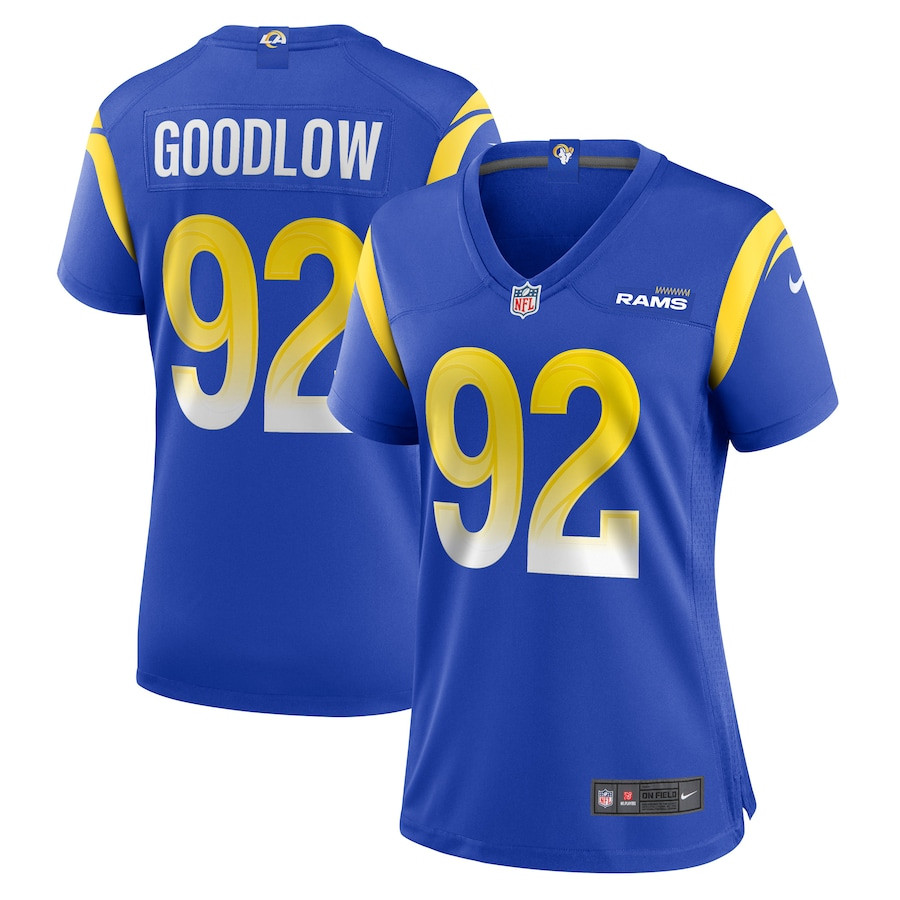 Anthony Goodlow 92 Los Angeles Rams Women's Game Jersey - Royal JS4135 nicesnker