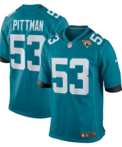 Anthony Pittman 53 Jacksonville Jaguars Team Game Men Jersey - Teal JS3833 nicesnker