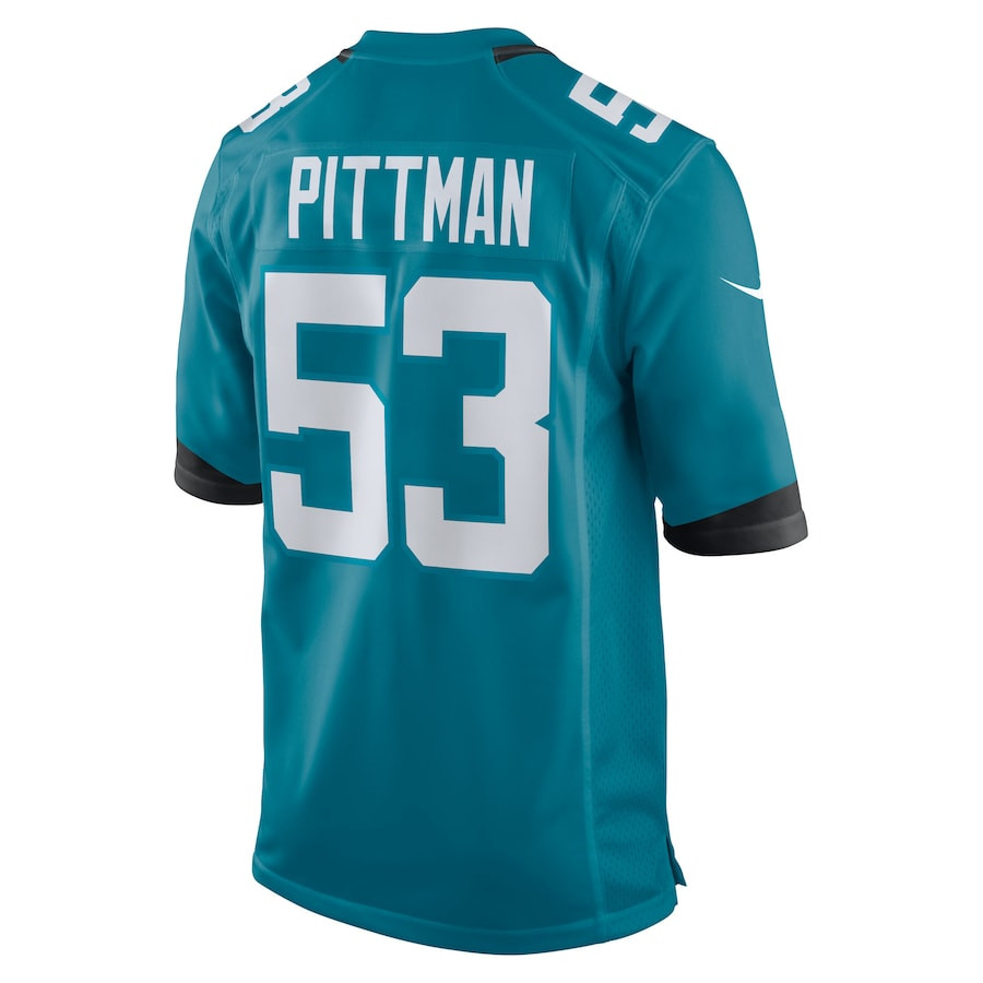 Anthony Pittman 53 Jacksonville Jaguars Team Game Men Jersey - Teal JS3833 nicesnker - Image 3