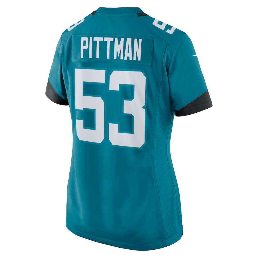 Anthony Pittman 53 Jacksonville Jaguars Women's Team Game Jersey - Teal JS7097 nicesnker - Image 3