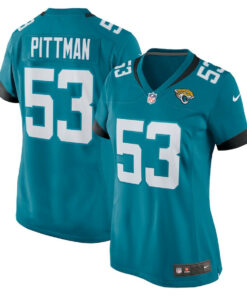 Anthony Pittman 53 Jacksonville Jaguars Women's Team Game Jersey - Teal JS7097 nicesnker