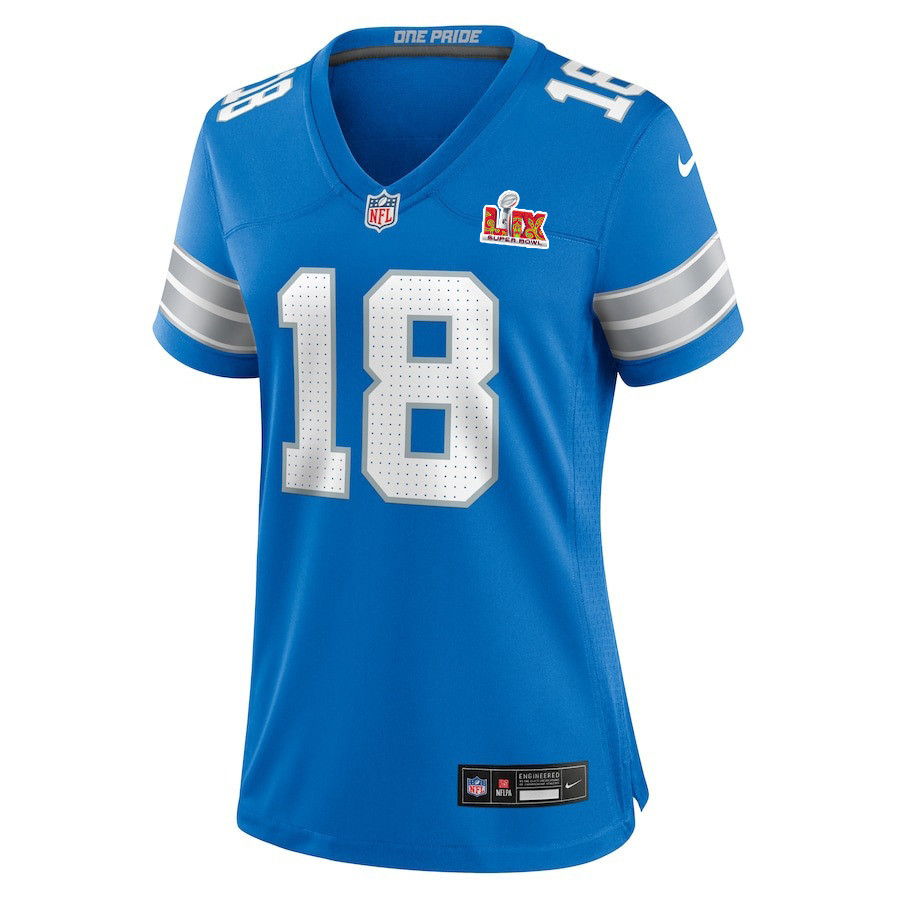 Antoine Green #18 Detroit Lions Super Bowl LIX Women's Jersey - Blue JS2140 nicesnker - Image 2
