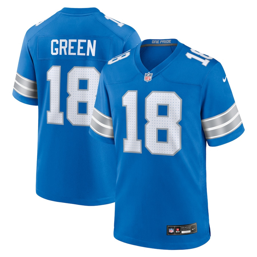Antoine Green 18 Detroit Lions Team Game Men Jersey - Blue JS7629 nicesnker