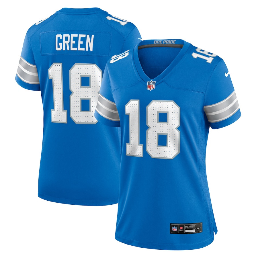 Antoine Green 18 Detroit Lions Women's Team Game Jersey - Blue JS8353 nicesnker