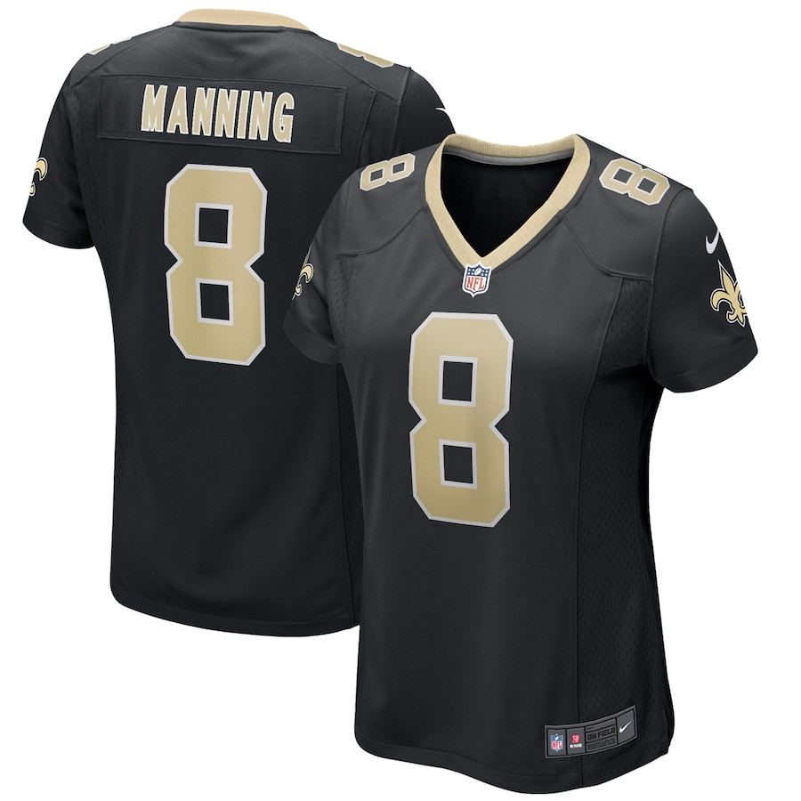 Archie Manning 8 New Orleans Saints Women Game Retired Jersey - Black JS8682 nicesnker