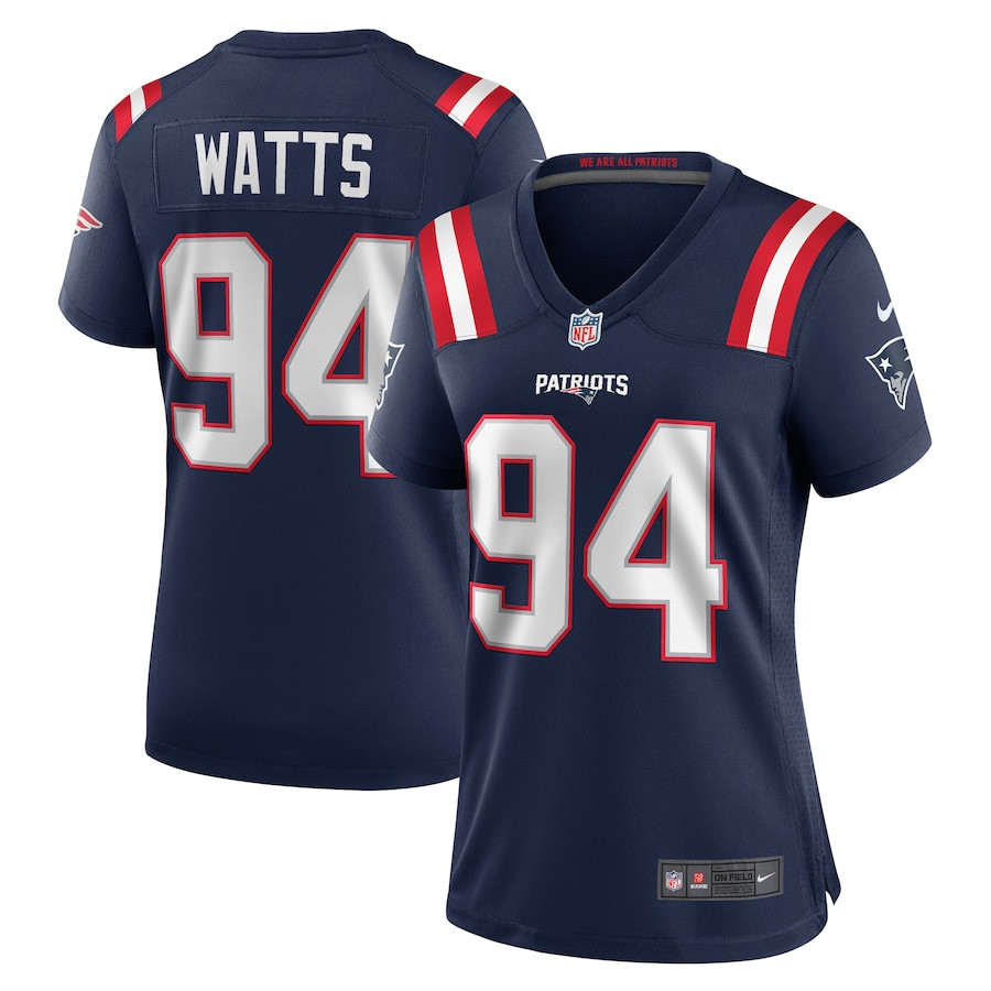 Armon Watts 94 New England Patriots Women's Team Game Jersey - Navy JS5163 nicesnker