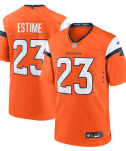 Audric Estime 23 Denver Broncos Team Game Men Jersey - Orange JS1150 nicesnker