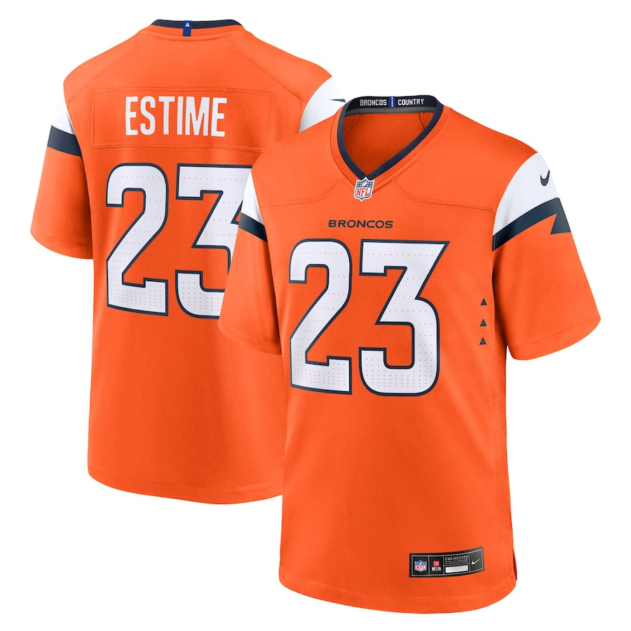 Audric Estime 23 Denver Broncos Team Game Men Jersey - Orange JS1150 nicesnker