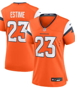 Audric Estime 23 Denver Broncos Women's Team Game Jersey - Orange JS4145 nicesnker