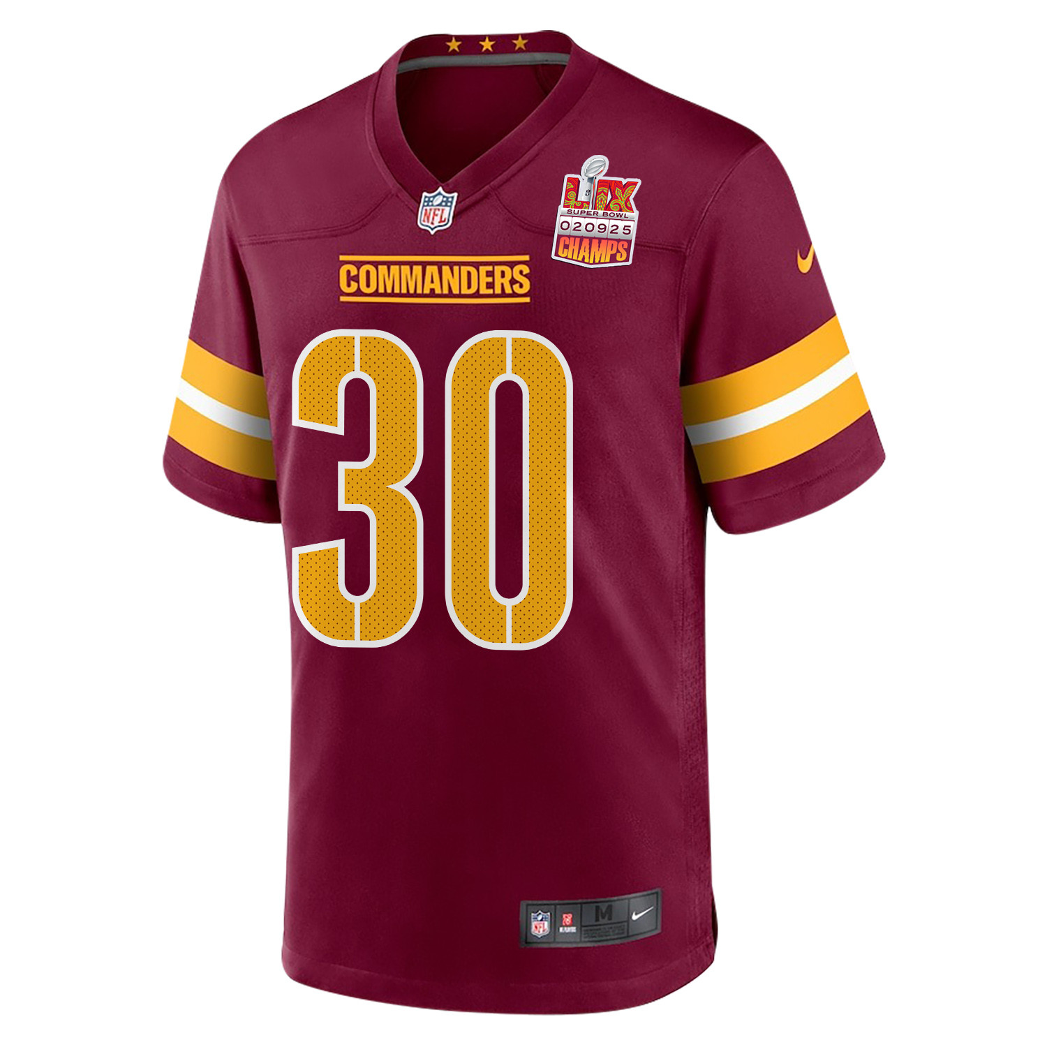 Austin Ekeler 30 Washington Commanders Super Bowl LIX Champions Patch Game Men Jersey - Burgundy JS9354 nicesnker - Image 3