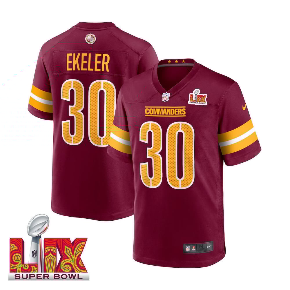 Austin Ekeler #30 Washington Commanders Super Bowl LIX Jersey - Men's - Burgundy JS1151 nicesnker