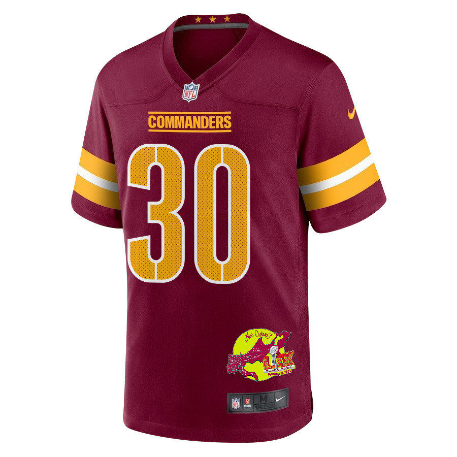 Austin Ekeler 30 Washington Commanders Super Bowl LIX New Orleans Patch Game Men Jersey - Burgundy JS1807 nicesnker - Image 3