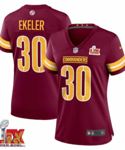 Austin Ekeler #30 Washington Commanders Super Bowl LIX Women's Jersey - Burgundy JS1308 nicesnker