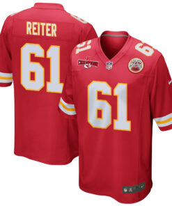 Austin Reiter 61 Kansas City Chiefs AFC Champions Patch Game Men Jersey - Red JS5363 nicesnker