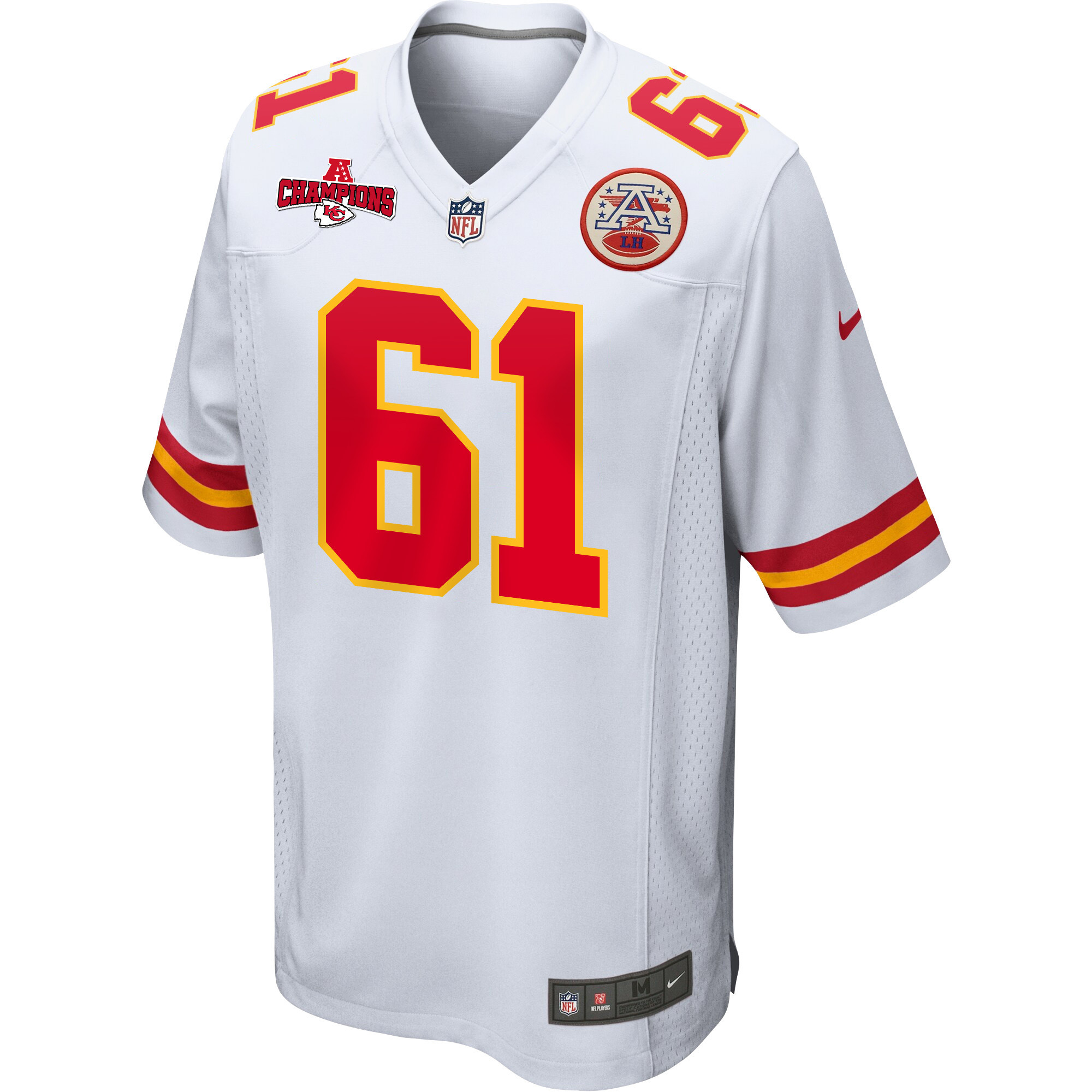 Austin Reiter 61 Kansas City Chiefs AFC Champions Patch Game Men Jersey - White JS5887 nicesnker - Image 2