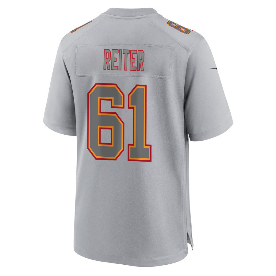 Austin Reiter 61 Kansas City Chiefs Super Bowl LVIII Champions 4 Stars Patch Atmosphere Fashion Game Men Jersey - Gray JS2109 nicesnker - Image 3