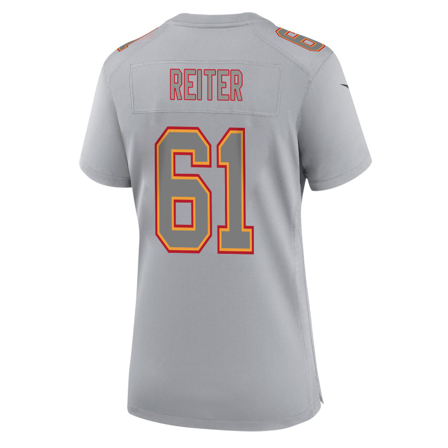Austin Reiter 61 Kansas City Chiefs Super Bowl LVIII Champions 4 Stars Patch Atmosphere Fashion Game Women Jersey - Gray JS8698 nicesnker - Image 3