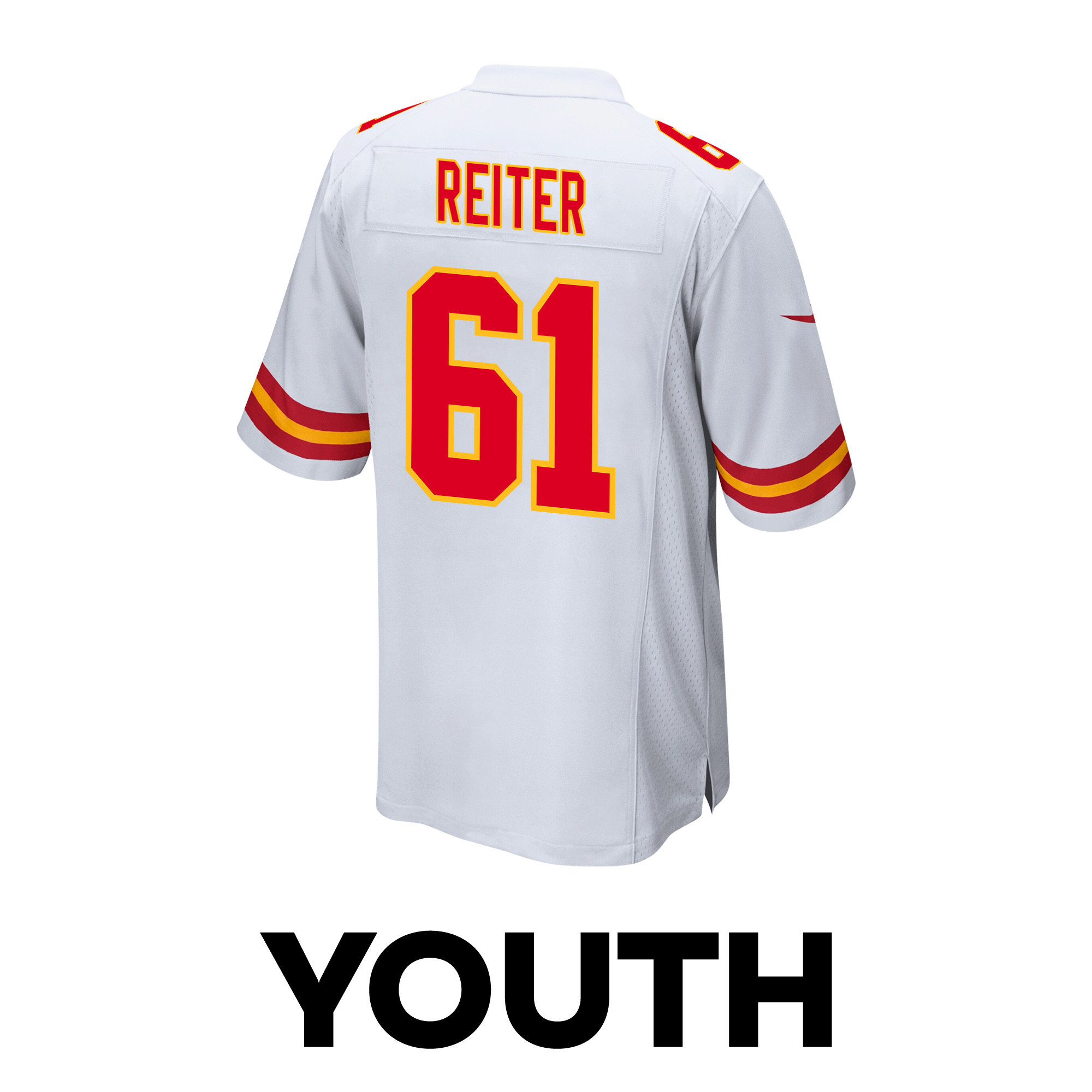 Austin Reiter 61 Kansas City Chiefs Super Bowl LVIII Champions 4 Stars Patch Game YOUTH Jersey - White JS3592 nicesnker - Image 3