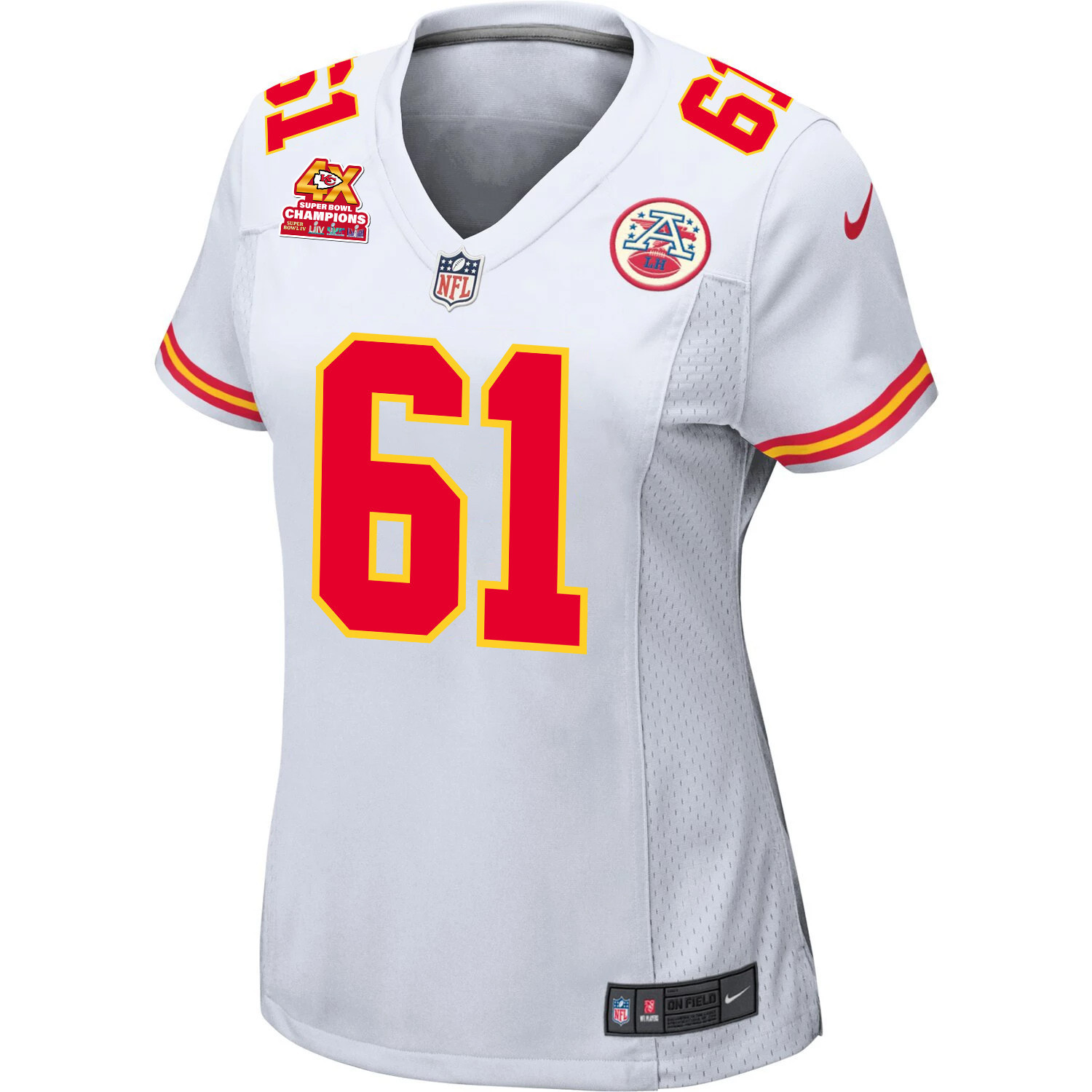 Austin Reiter 61 Kansas City Chiefs Super Bowl LVIII Champions 4X Game Women Jersey - White JS1809 nicesnker - Image 2