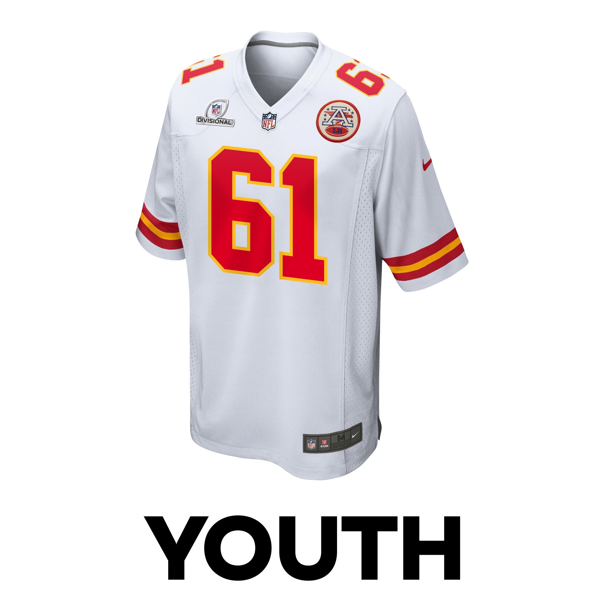 Austin Reiter 61 Kansas City Chiefs Super Bowl LVIII Patch Game YOUTH Jersey - White JS4276 nicesnker - Image 2