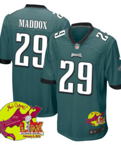 Avonte Maddox 29 Philadelphia Eagles Super Bowl LIX New Orleans Patch Game Men Jersey - Midnight Green JS9590 nicesnker