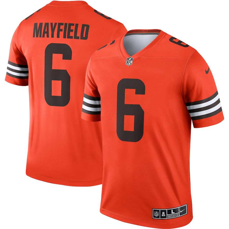 Baker Mayfield 6 Cleveland Browns Men Inverted Legend Jersey - Orange JS1870 nicesnker