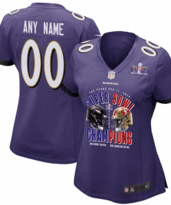 Baltimore Ravens vs. San Francisco 49ers Super Bowl LVIII Matchup Game Custom Women Jersey - Purple JS3540 nicesnker