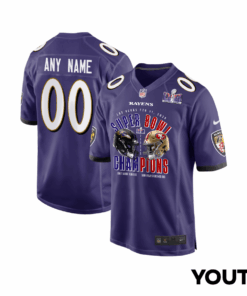 Baltimore Ravens vs. San Francisco 49ers Super Bowl LVIII Matchup Game Custom YOUTH Jersey - Purple JS7319 nicesnker