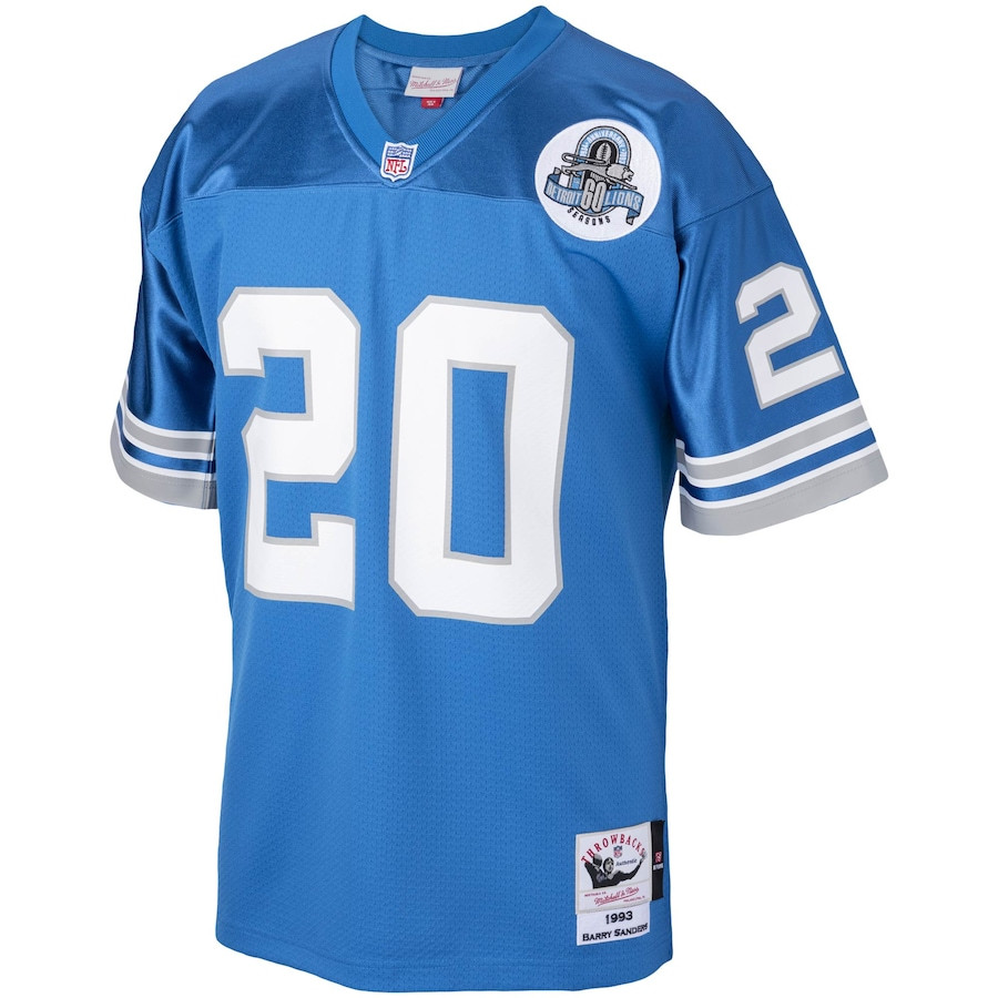 Barry Sanders 20 Detroit Lions 1993 Throwback Men Game Jersey - Blue JS2810 nicesnker - Image 2