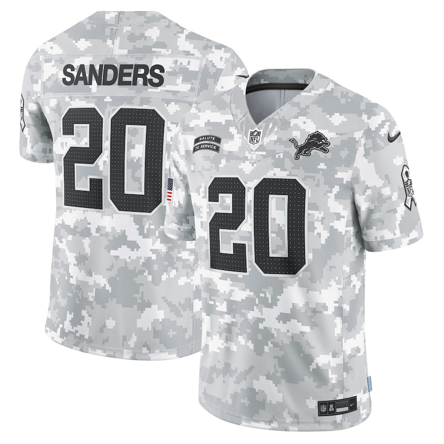 Barry Sanders 20 Detroit Lions 2024 Salute to Service Retired Player Limited Men Jersey - Arctic Camo JS5423 nicesnker