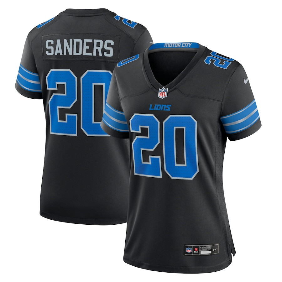 Barry Sanders 20 Detroit Lions Women's 2nd Alternate Retired Player Game Jersey - Black JS7528 nicesnker