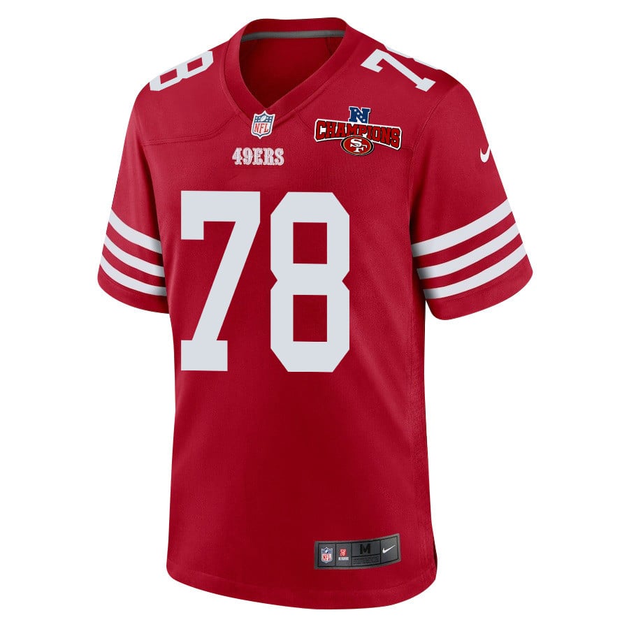Ben Bartch 78 San Francisco 49ers NFC Champions Patch Game Men Jersey - Scarlet JS8784 nicesnker - Image 2