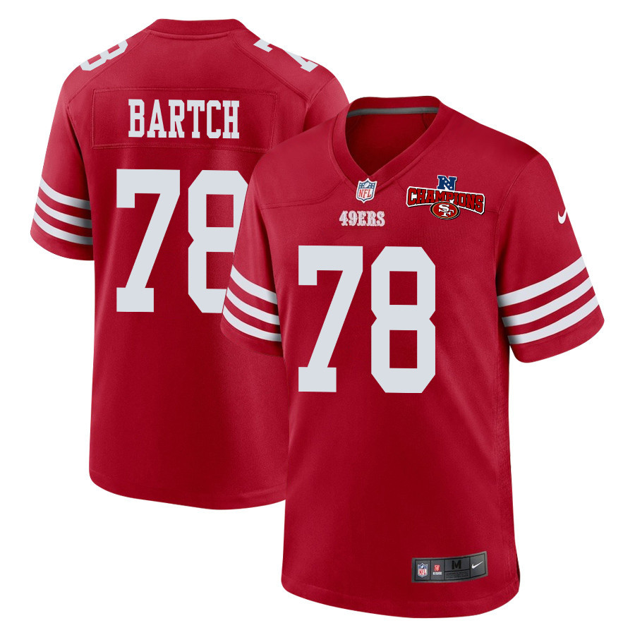 Ben Bartch 78 San Francisco 49ers NFC Champions Patch Game Men Jersey - Scarlet JS8784 nicesnker