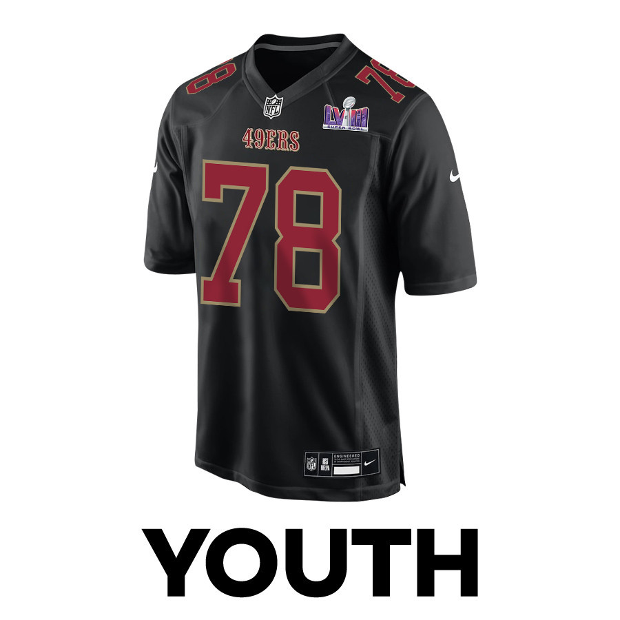 Ben Bartch 78 San Francisco 49ers Super Bowl LVIII Patch Fashion Game YOUTH Jersey - Carbon Black JS1328 nicesnker - Image 2