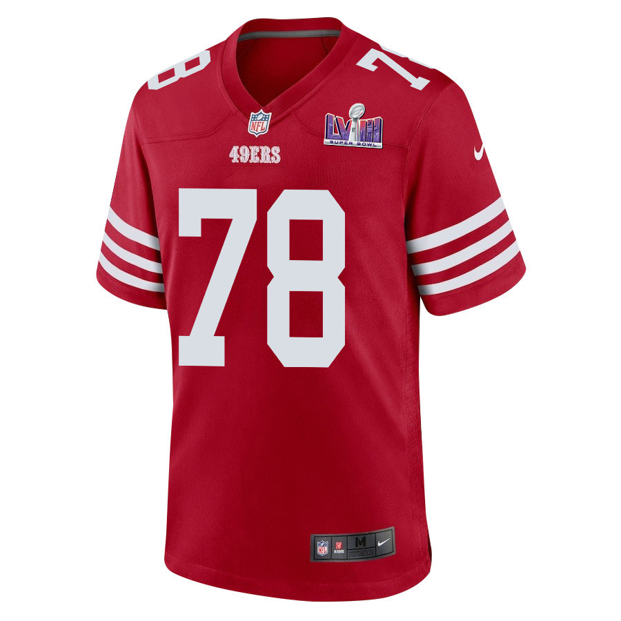 Ben Bartch 78 San Francisco 49ers Super Bowl LVIII Patch Game Men Jersey - Scarlet JS8740 nicesnker - Image 2