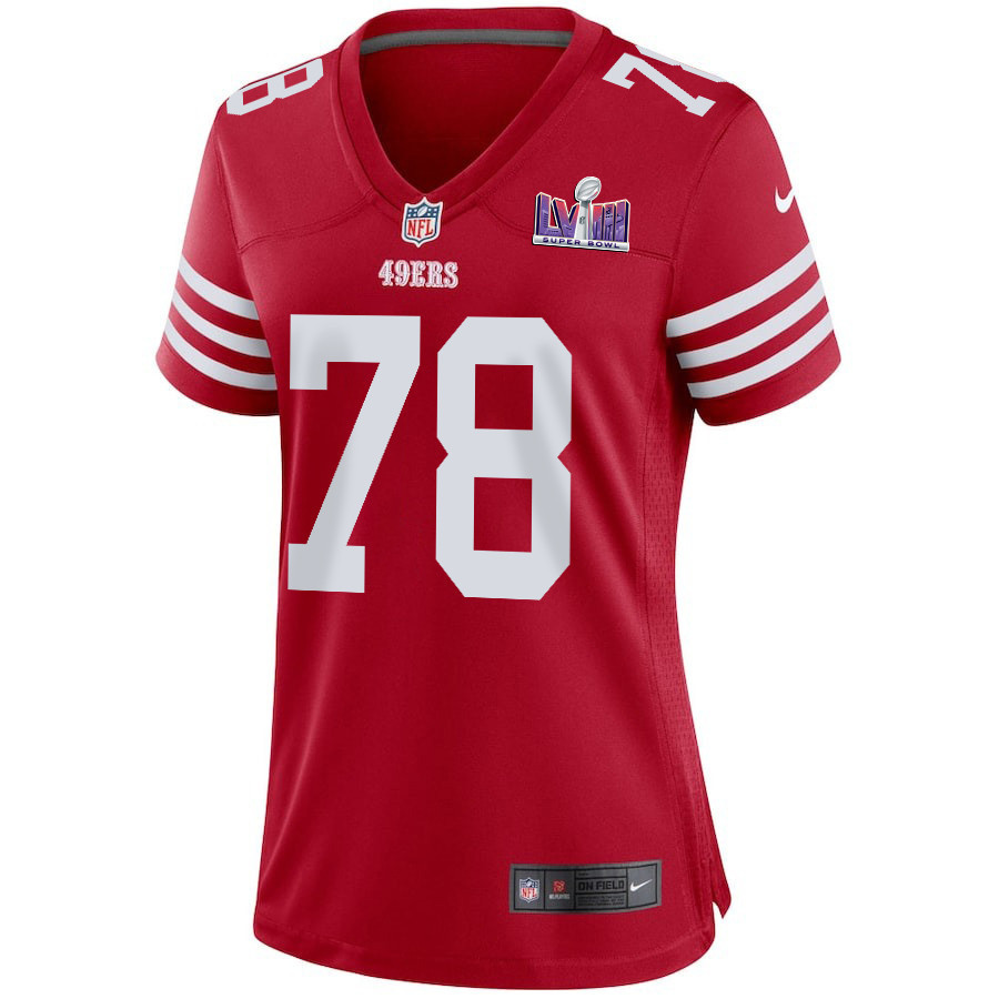Ben Bartch 78 San Francisco 49ers Super Bowl LVIII Patch Game Women Jersey - Scarlet JS8196 nicesnker - Image 2