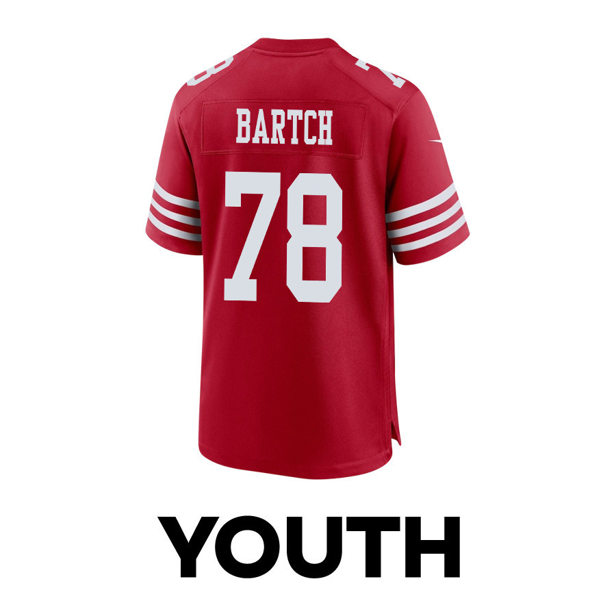 Ben Bartch 78 San Francisco 49ers Super Bowl LVIII Patch Game YOUTH Jersey - Scarlet JS1416 nicesnker - Image 3