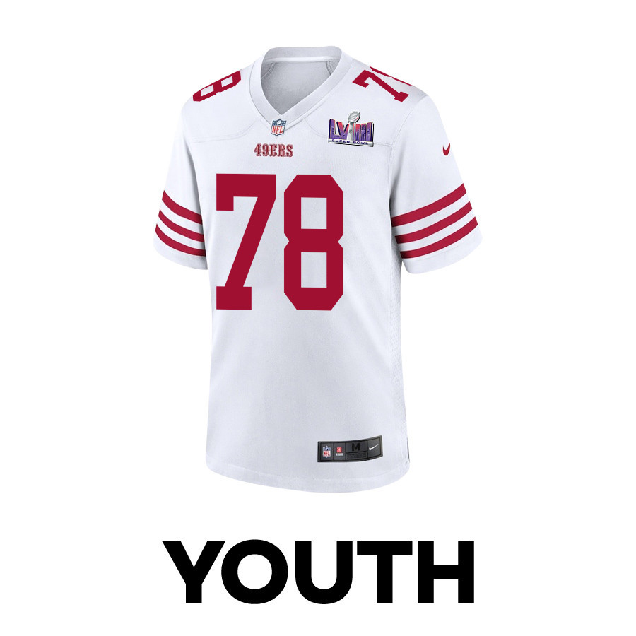 Ben Bartch 78 San Francisco 49ers Super Bowl LVIII Patch Game YOUTH Jersey - White JS3085 nicesnker - Image 2