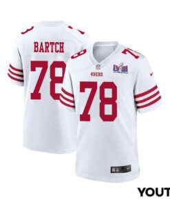 Ben Bartch 78 San Francisco 49ers Super Bowl LVIII Patch Game YOUTH Jersey - White JS3085 nicesnker