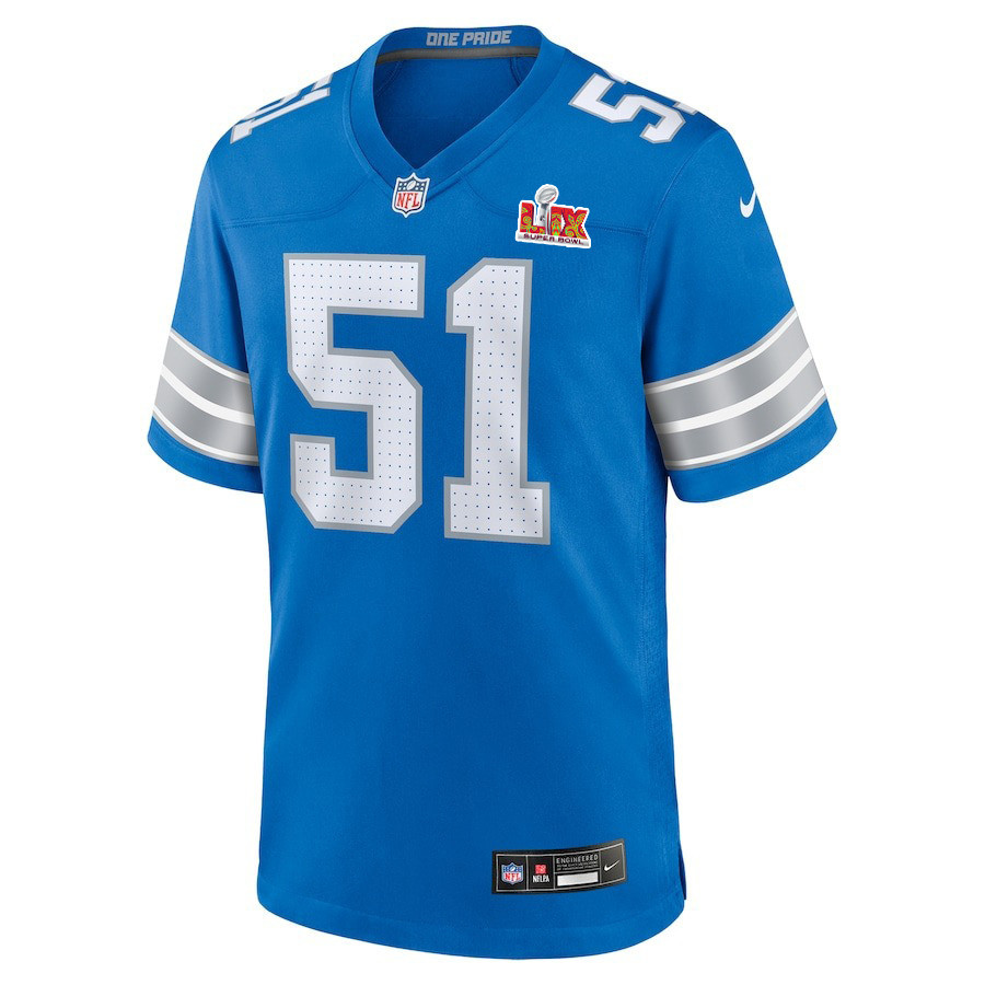 Ben Niemann #51 Detroit Lions Super Bowl LIX Jersey - Men's - Blue JS5808 nicesnker - Image 2