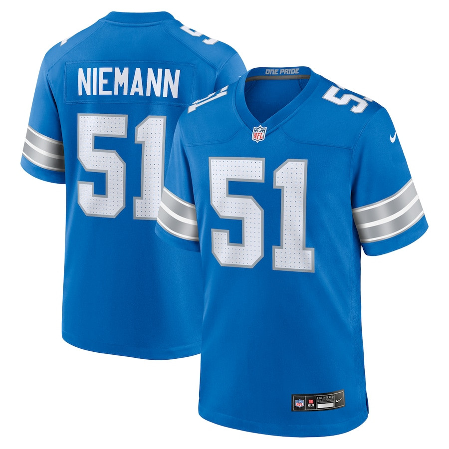 Ben Niemann 51 Detroit Lions Team Game Men Jersey - Blue JS8357 nicesnker