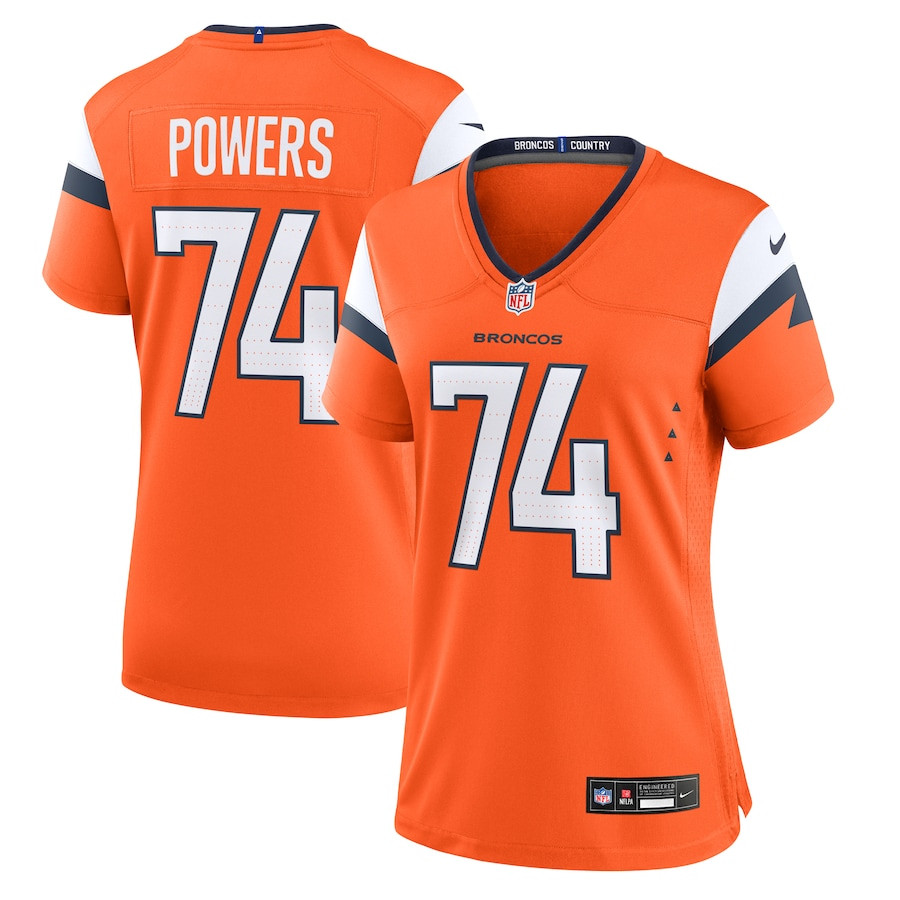 Ben Powers 74 Denver Broncos Women's Team Game Jersey - Orange JS4585 nicesnker