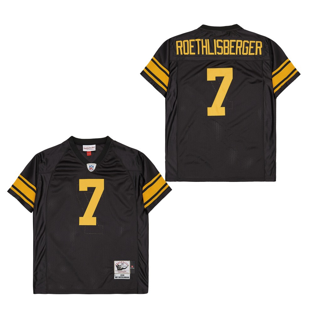 Ben Roethlisberger 7 Pittsburgh Steelers Retro Throwback Men Jersey - Black JS8385 nicesnker - Image 2
