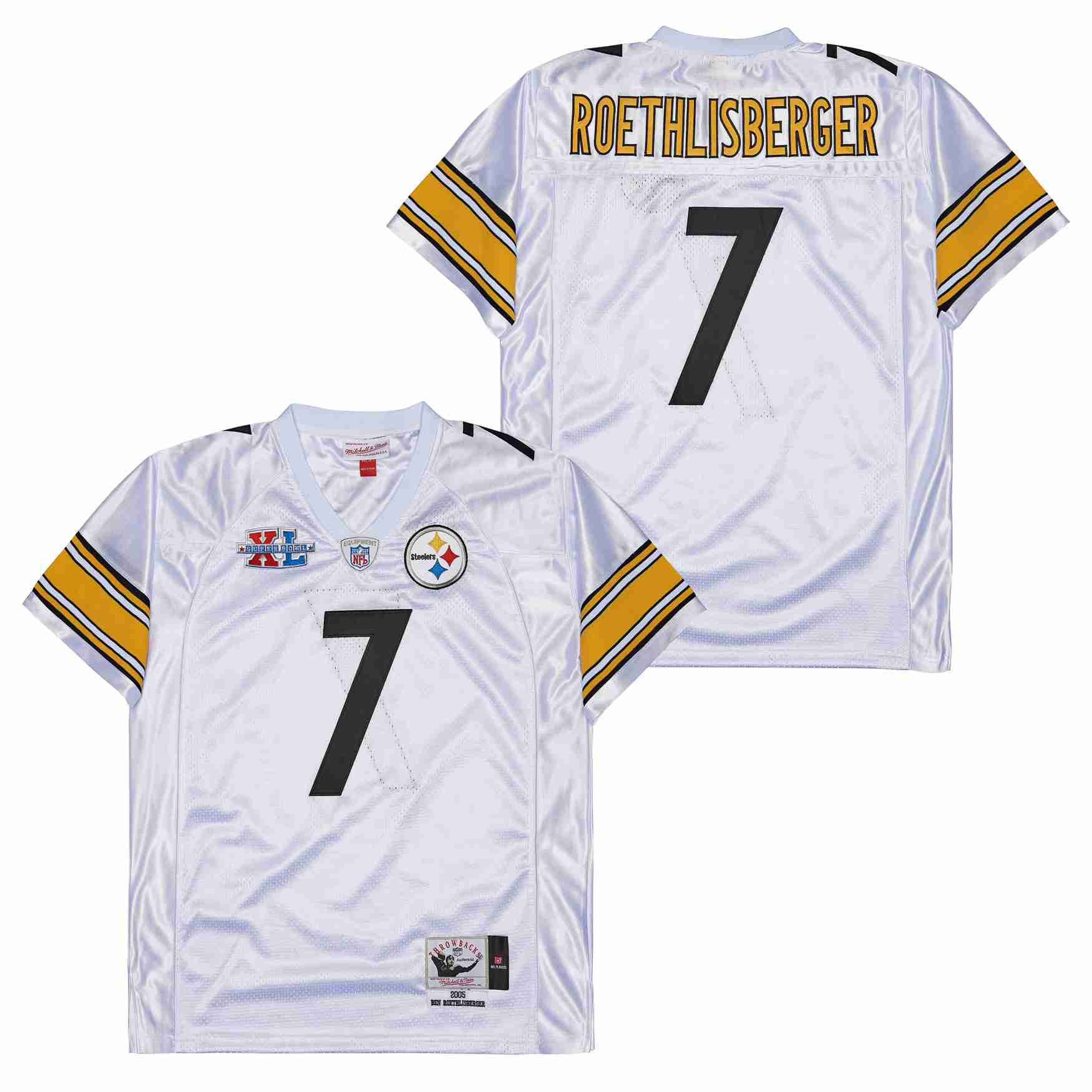 Ben Roethlisberger 7 Pittsburgh Steelers Super Bowl XL Retro Throwback Men Jersey - White JS2751 nicesnker - Image 2