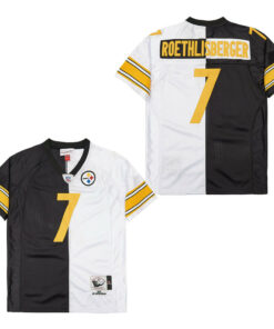 Ben Roethlisberger 7 Pittsburgh Steelers Two-Toned Retro Throwback Men Jersey - Black/White JS7244 nicesnker