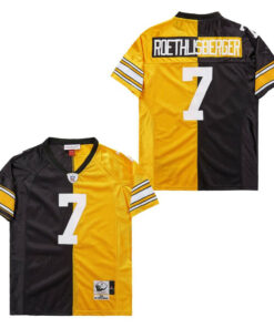 Ben Roethlisberger 7 Pittsburgh Steelers Two-Toned Retro Throwback Men Jersey - Black/Yellow JS1799 nicesnker