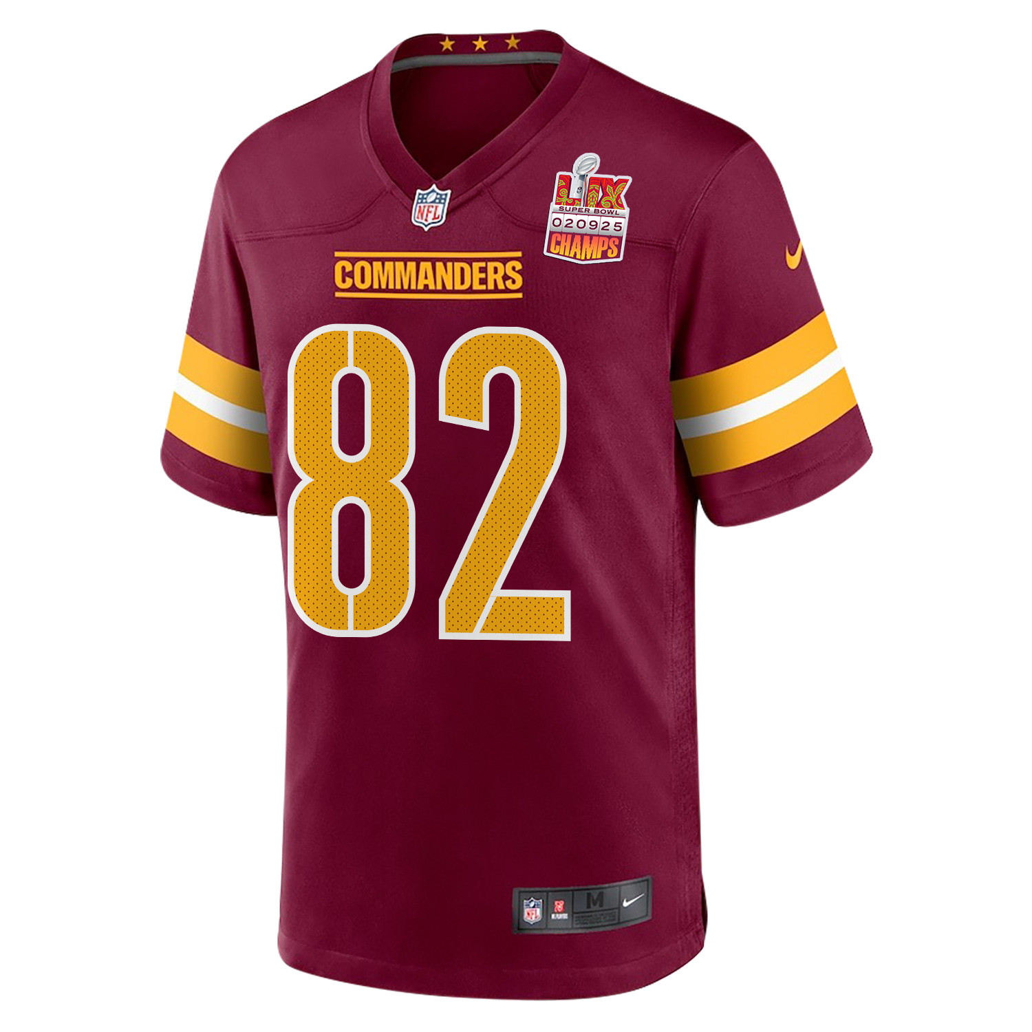 Ben Sinnott 82 Washington Commanders Super Bowl LIX Champions Patch Game Men Jersey - Burgundy JS7673 nicesnker - Image 3